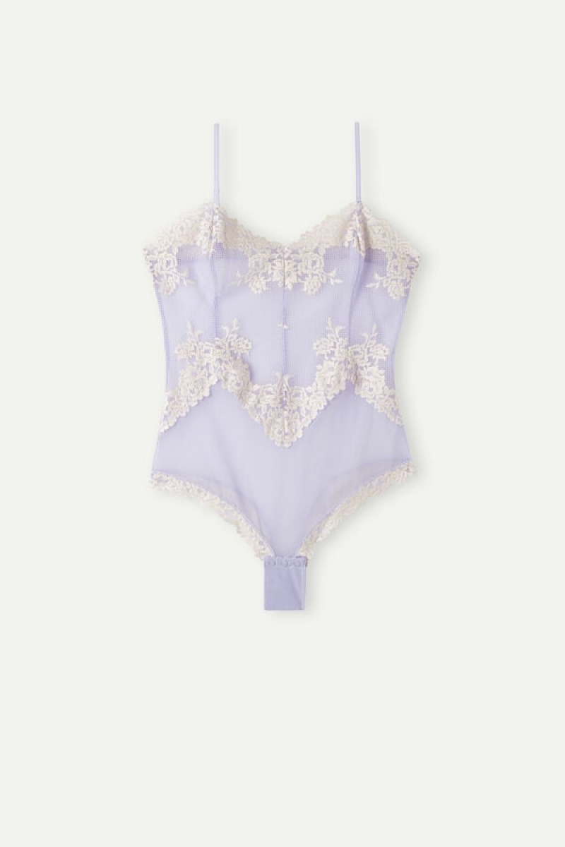 Dámské Body Intimissimi Pretty Flowers Tulle and Krajkové Levandule Bílé | CZ NB4174