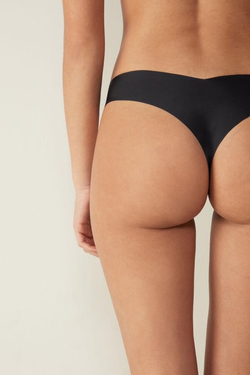 Dámské Kalhotky Intimissimi 80s-style Brazilian in Ultralight Microfiber Černé | CZ SO3512