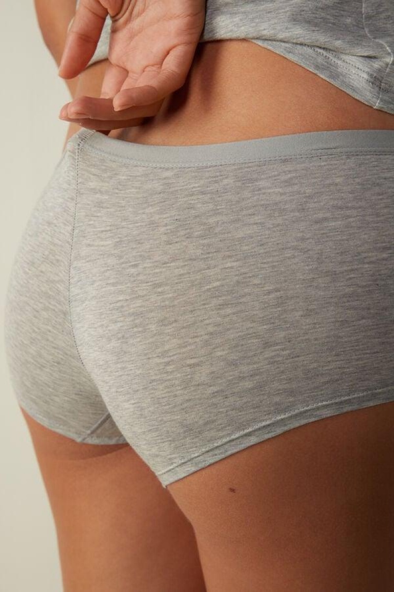 Dámské Kalhotky Intimissimi Bavlněné Boyshorts Světle Šedé | CZ GL3717