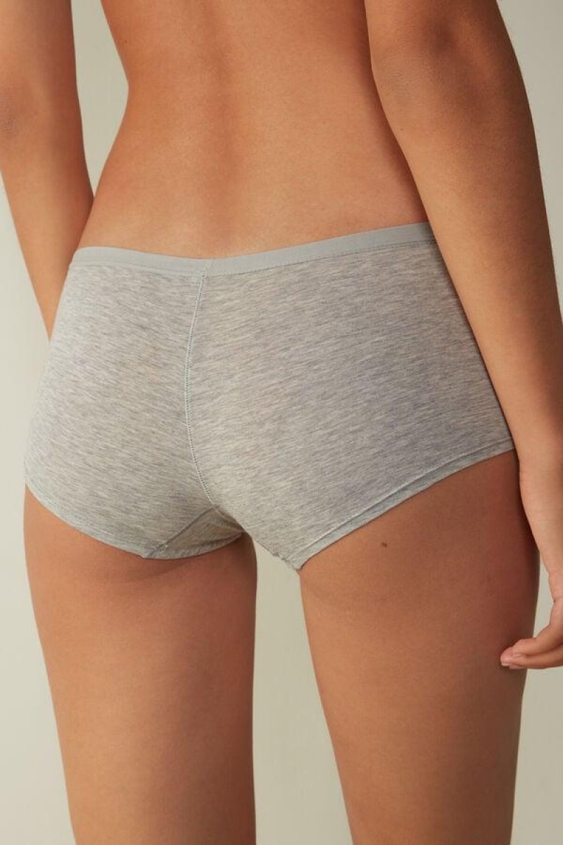 Dámské Kalhotky Intimissimi Bavlněné Boyshorts Světle Šedé | CZ GL3717