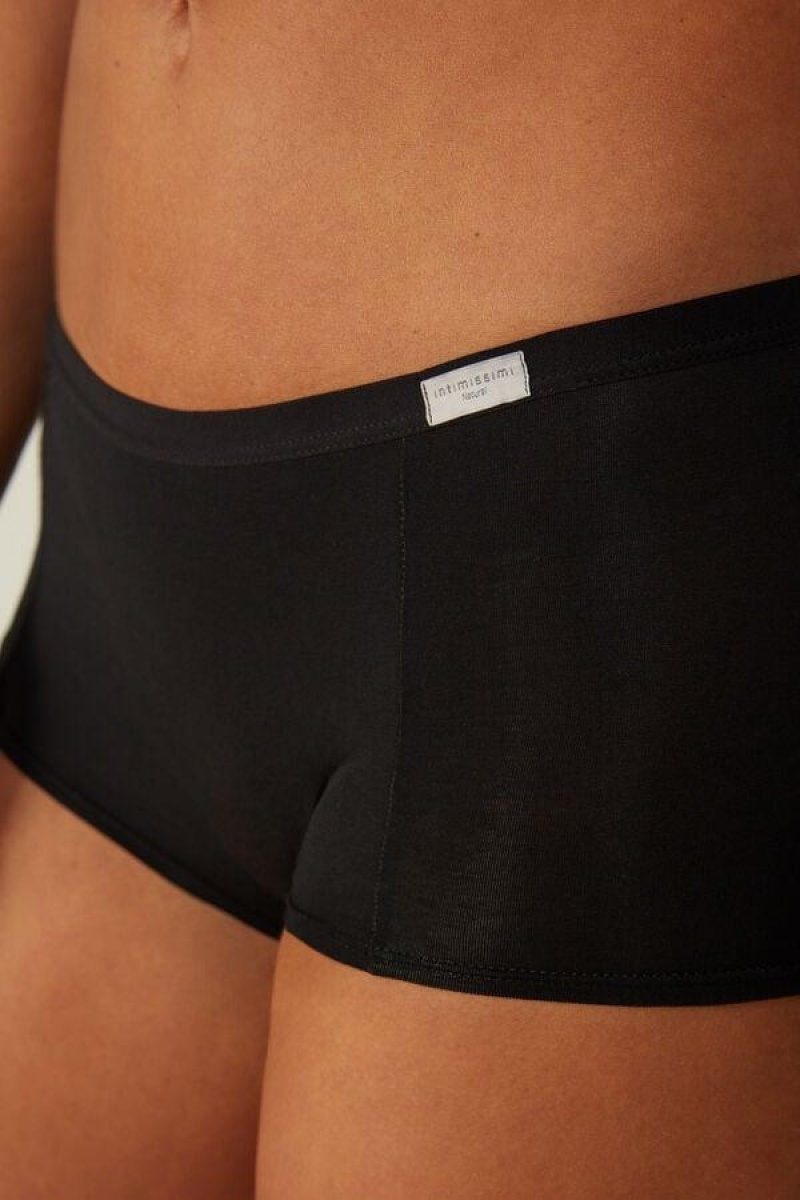 Dámské Kalhotky Intimissimi Bavlněné Boyshorts Černé | CZ HK3716