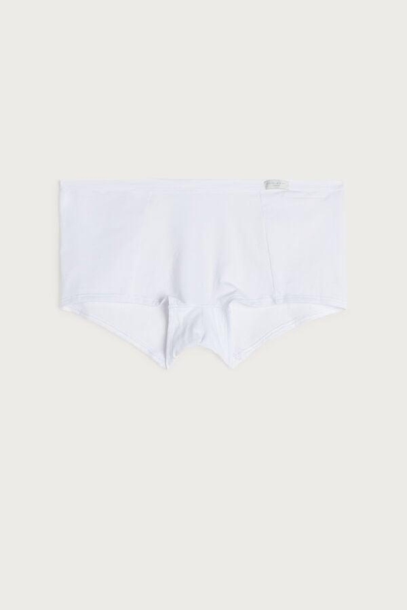 Dámské Kalhotky Intimissimi Bavlněné Boyshorts Bílé | CZ HK3715