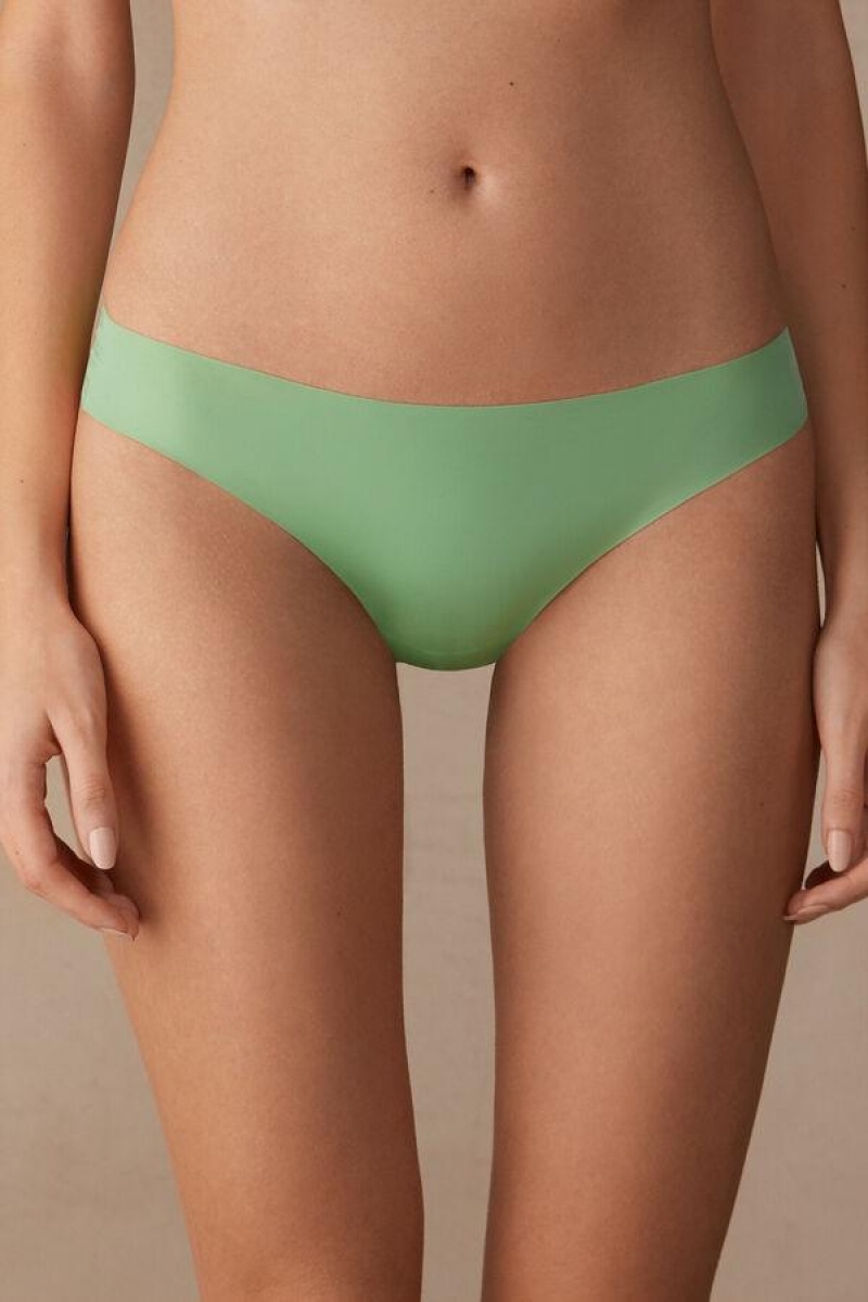 Dámské Kalhotky Intimissimi Brazilian in Seamless Ultra Light Microfiber Mátově Zelená | CZ IS3568