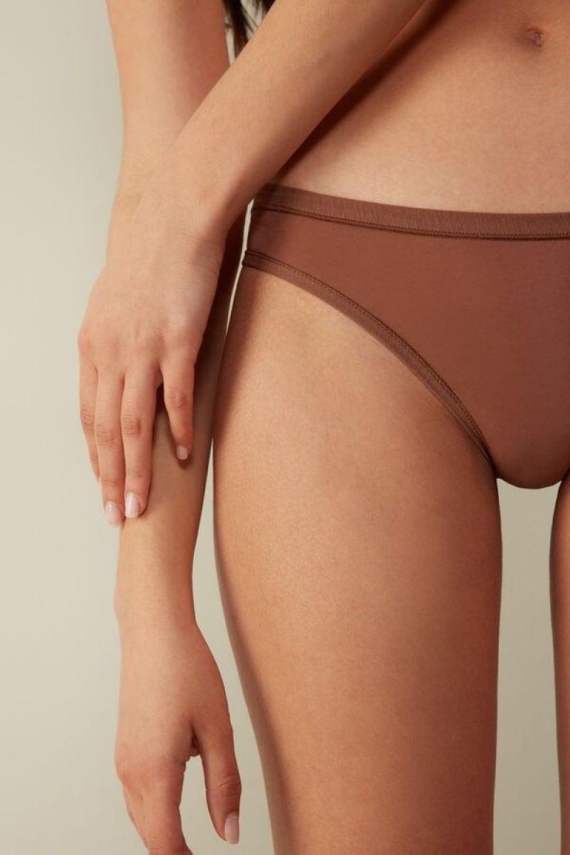 Dámské Kalhotky Intimissimi Brazilian in Ultralight Supima® Bavlněné Tmavě Béžový | CZ YU3518