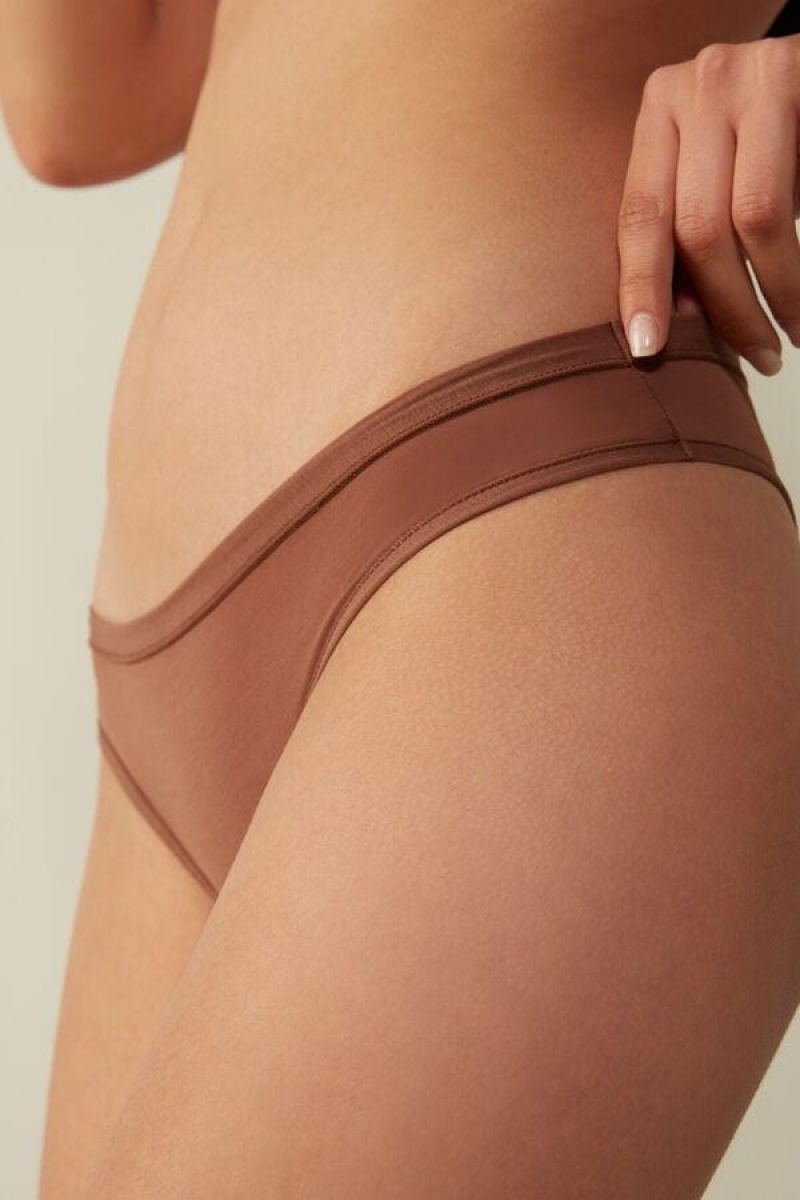 Dámské Kalhotky Intimissimi Brazilian in Ultralight Supima® Bavlněné Tmavě Béžový | CZ YU3518