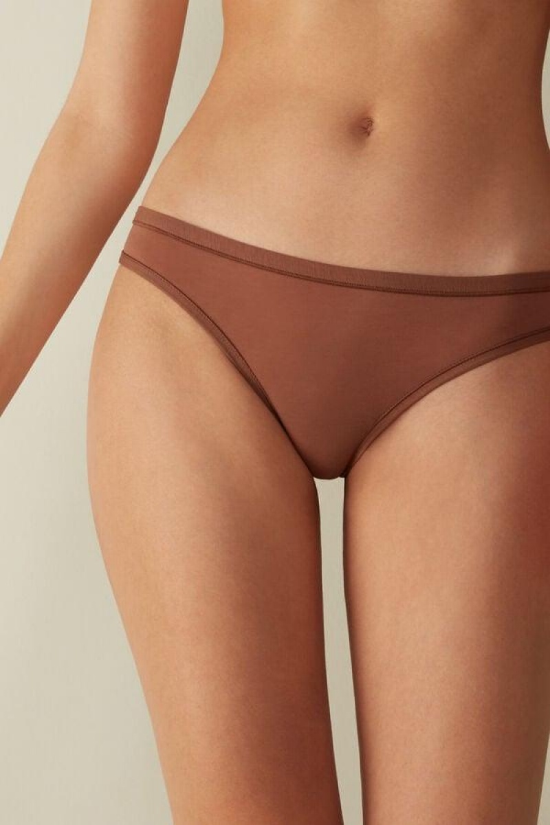 Dámské Kalhotky Intimissimi Brazilian in Ultralight Supima® Bavlněné Tmavě Béžový | CZ YU3518