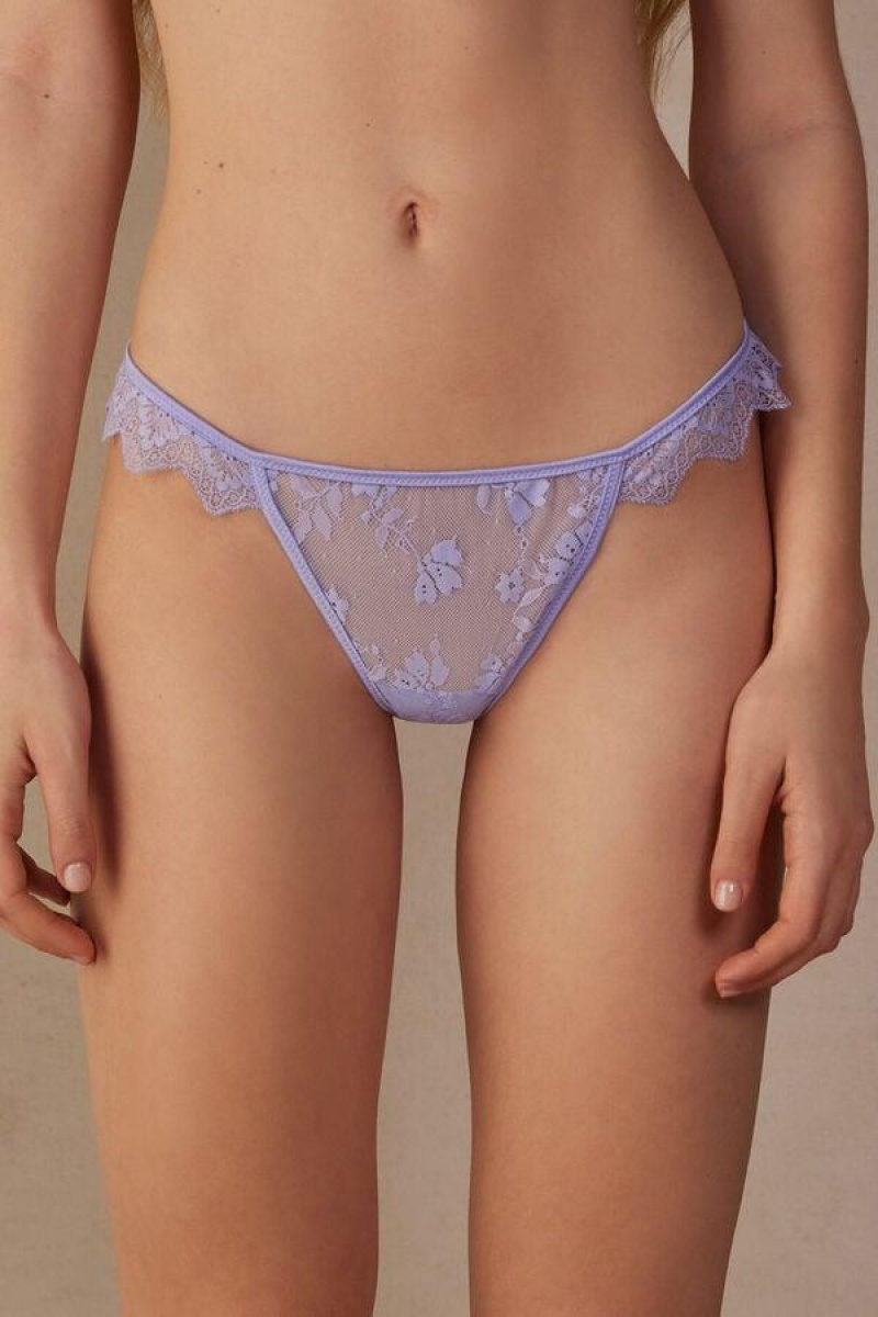 Dámské Kalhotky Intimissimi Cover Me in Daisies String Tanga Levandule | CZ HK3820