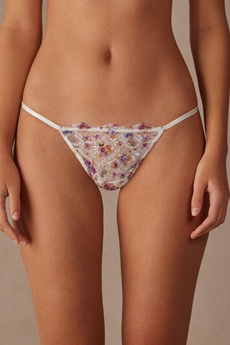 Dámské Kalhotky Intimissimi Dreaming of Spring String Tanga Bílé | CZ KI3817