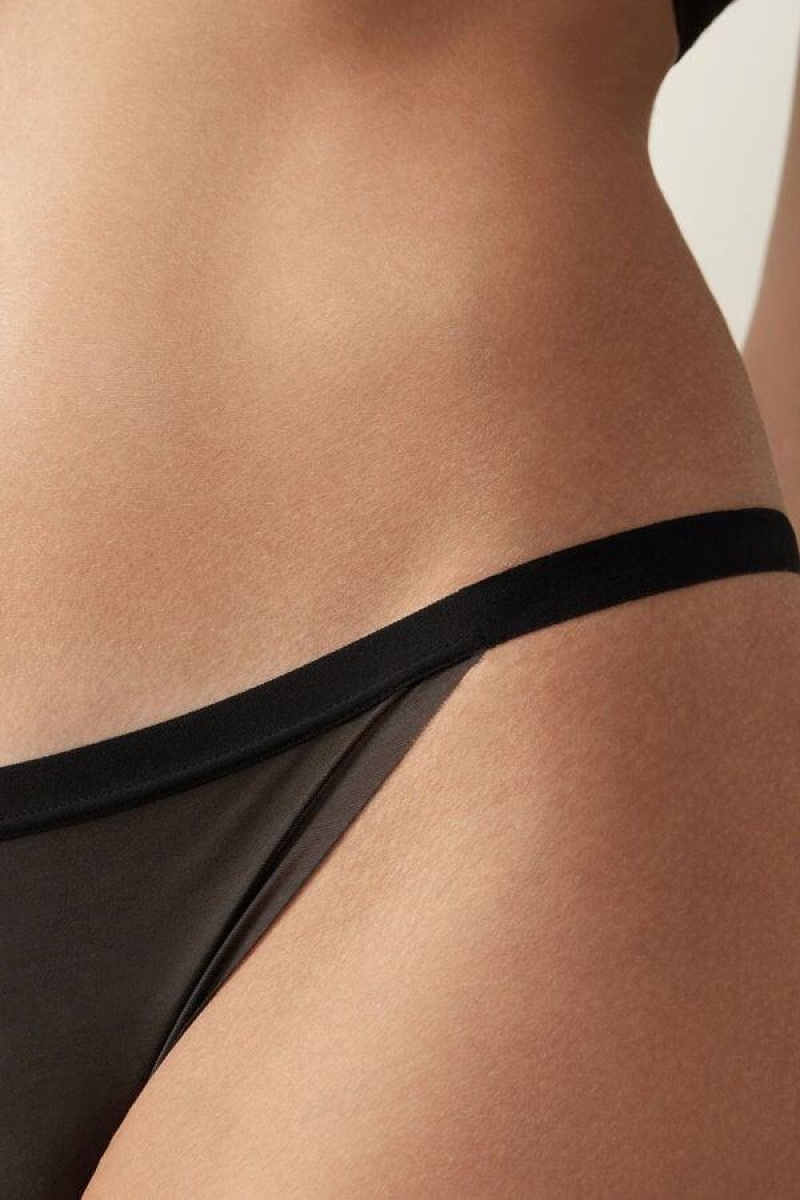 Dámské Kalhotky Intimissimi Invisible Touch String Černé | CZ HK3611