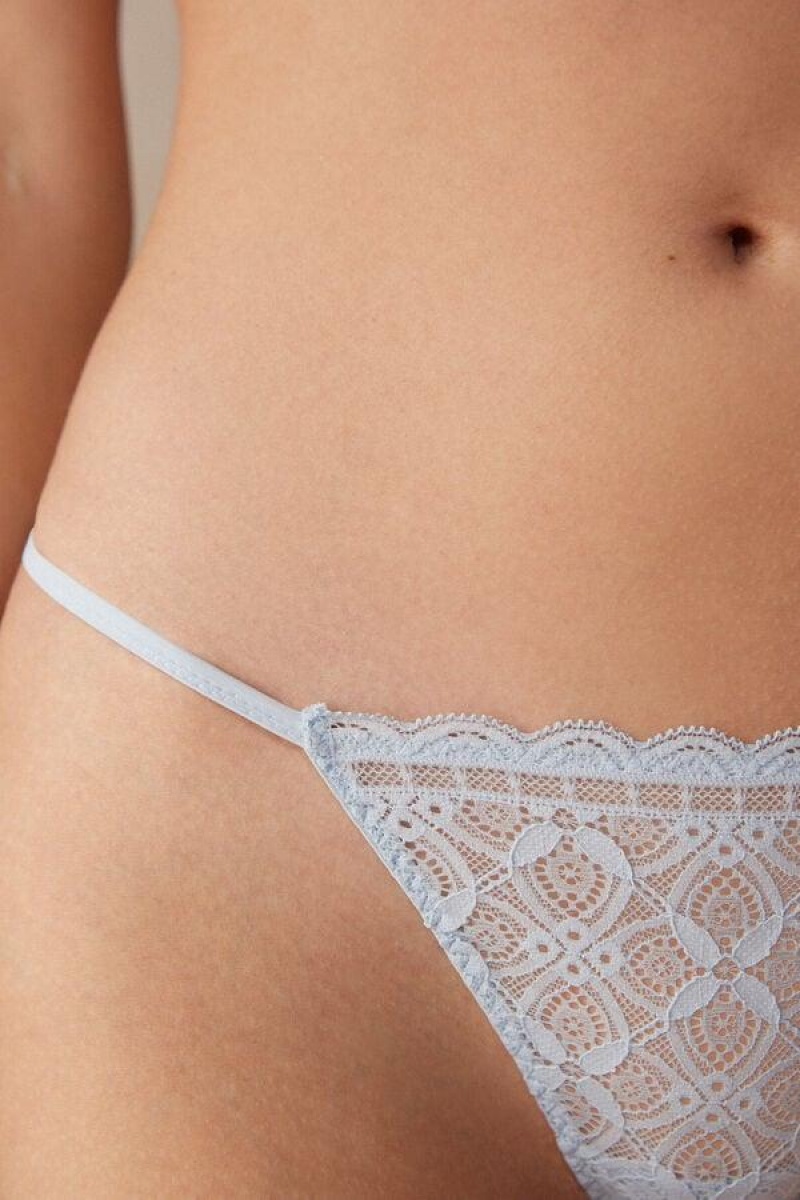 Dámské Kalhotky Intimissimi Krajkové String Tanga Blankyt | CZ RW3805