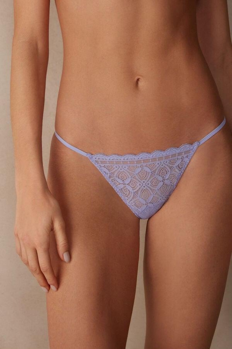 Dámské Kalhotky Intimissimi Krajkové String Tanga Levandule | CZ UT3802