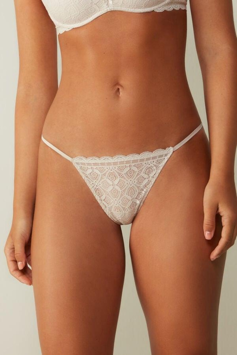 Dámské Kalhotky Intimissimi Krajkové String Tanga Růžové | CZ GL3769