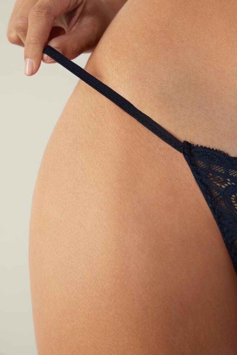 Dámské Kalhotky Intimissimi Krajkové String Tanga Blankyt | CZ HK3768