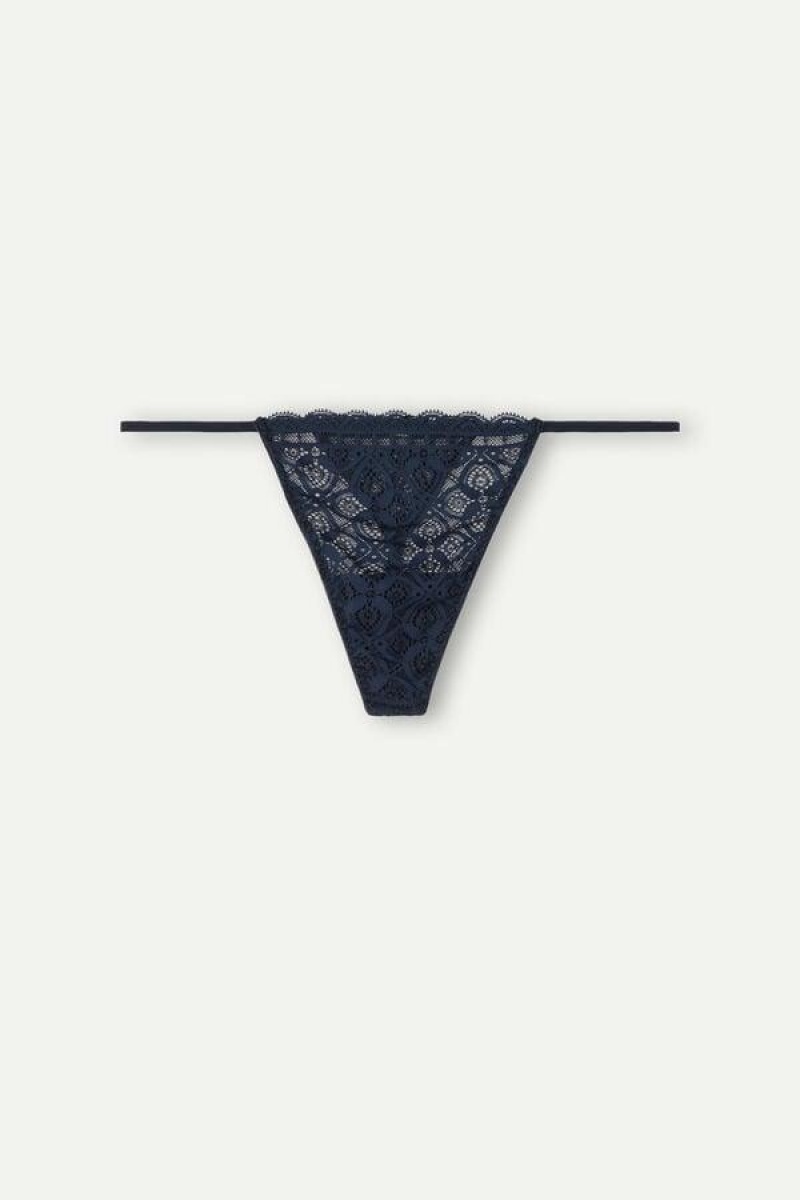 Dámské Kalhotky Intimissimi Krajkové String Tanga Blankyt | CZ HK3768