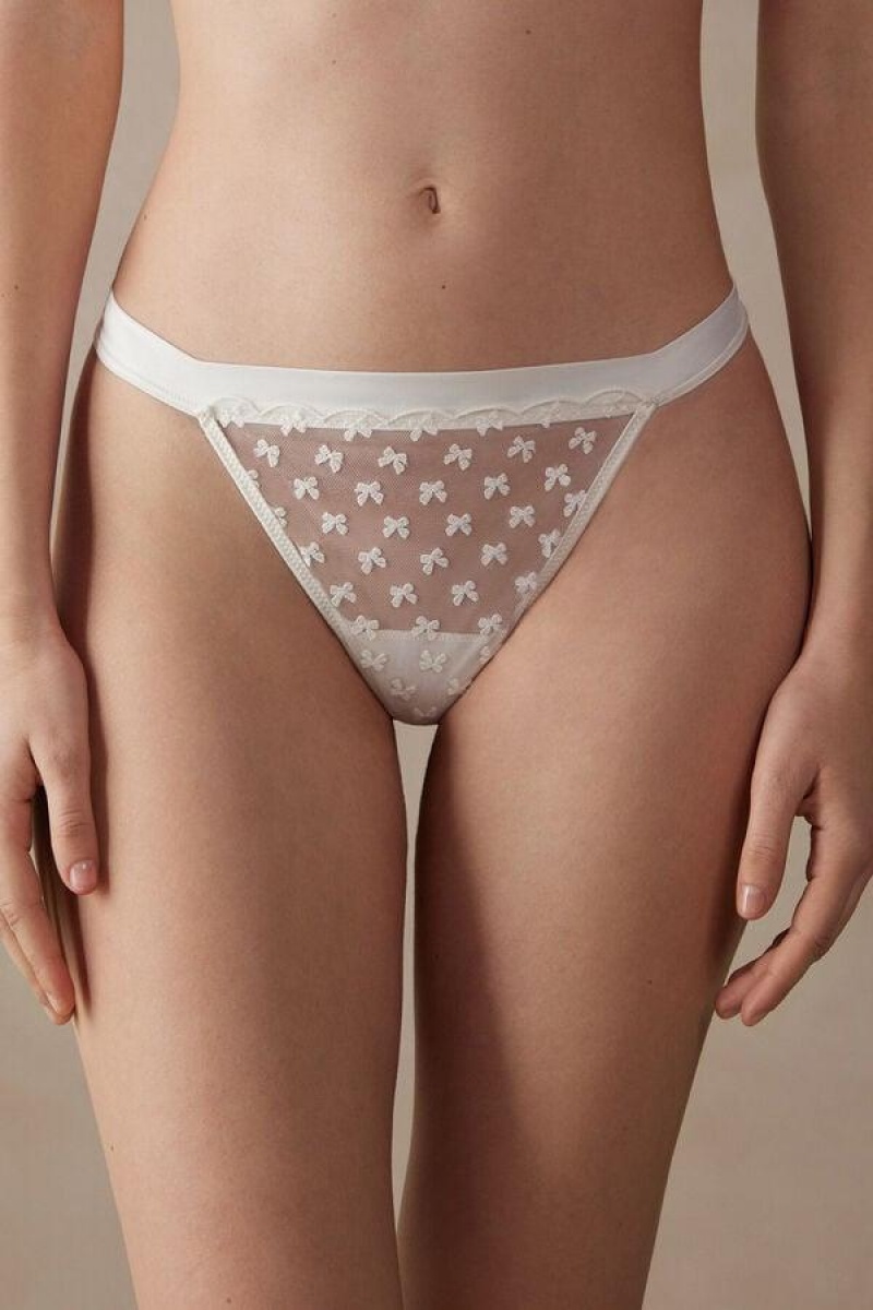 Dámské Kalhotky Intimissimi Love Cadeau String Tanga Bílé | CZ BC3811