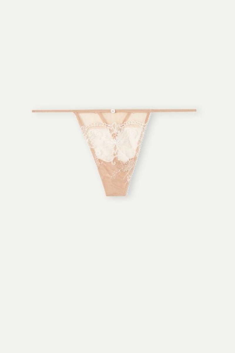 Dámské Kalhotky Intimissimi Lovely Day String Tanga Béžový | CZ QZ3783