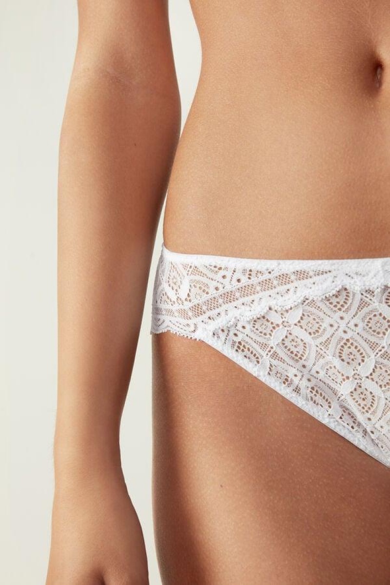 Dámské Kalhotky Intimissimi Low Rise Krajkové Bílé | CZ YU3622