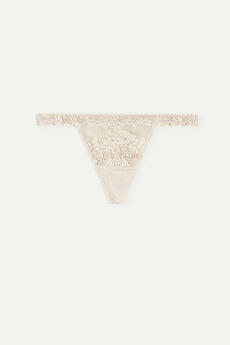 Dámské Kalhotky Intimissimi Pretty Flowers String Tanga Růžové | CZ HK3786