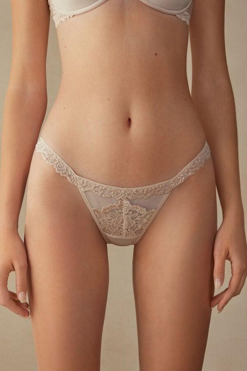 Dámské Kalhotky Intimissimi Pretty Flowers String Tanga Růžové | CZ HK3786