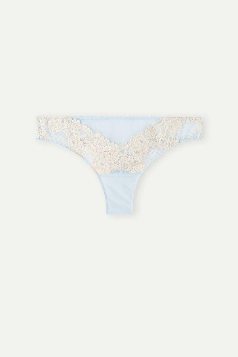 Dámské Kalhotky Intimissimi Pretty Flowers Brazilian Blankyt Bílé | CZ DN3588