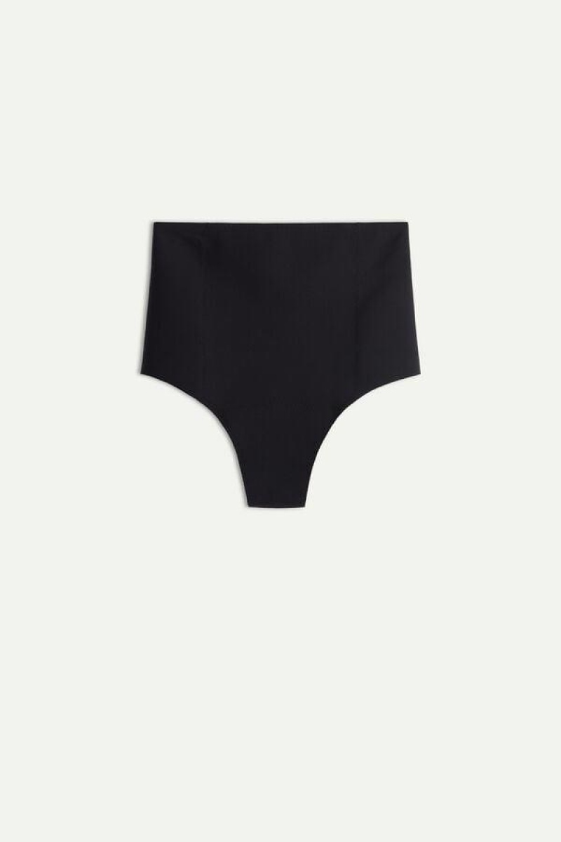 Dámské Kalhotky Intimissimi Raw-Cut Microfiber French Knickers Černé | CZ EX3729