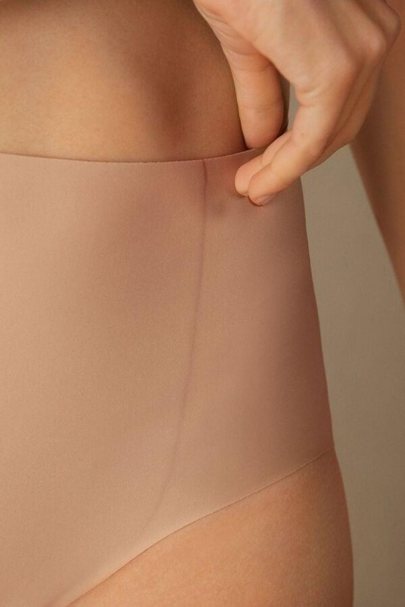 Dámské Kalhotky Intimissimi Raw-Cut Microfiber Briefs Béžový | CZ FM3614