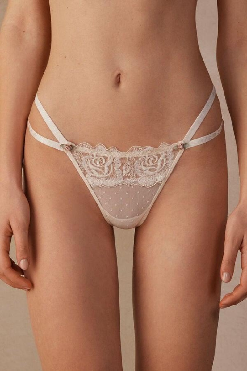 Dámské Kalhotky Intimissimi Scent of Roses String Tanga Světle Žluté Bílé | CZ HK3819