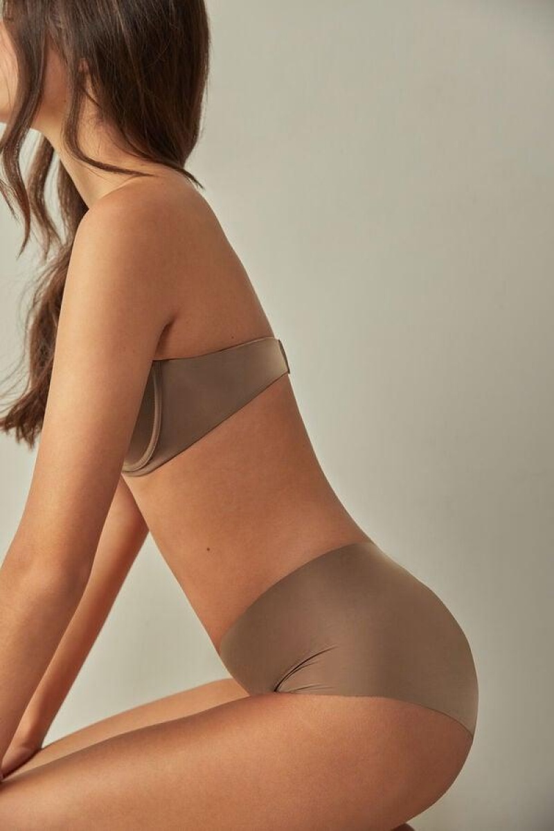 Dámské Kalhotky Intimissimi Seamless Microfiber Hipster Tmavě Béžový | CZ RW3728