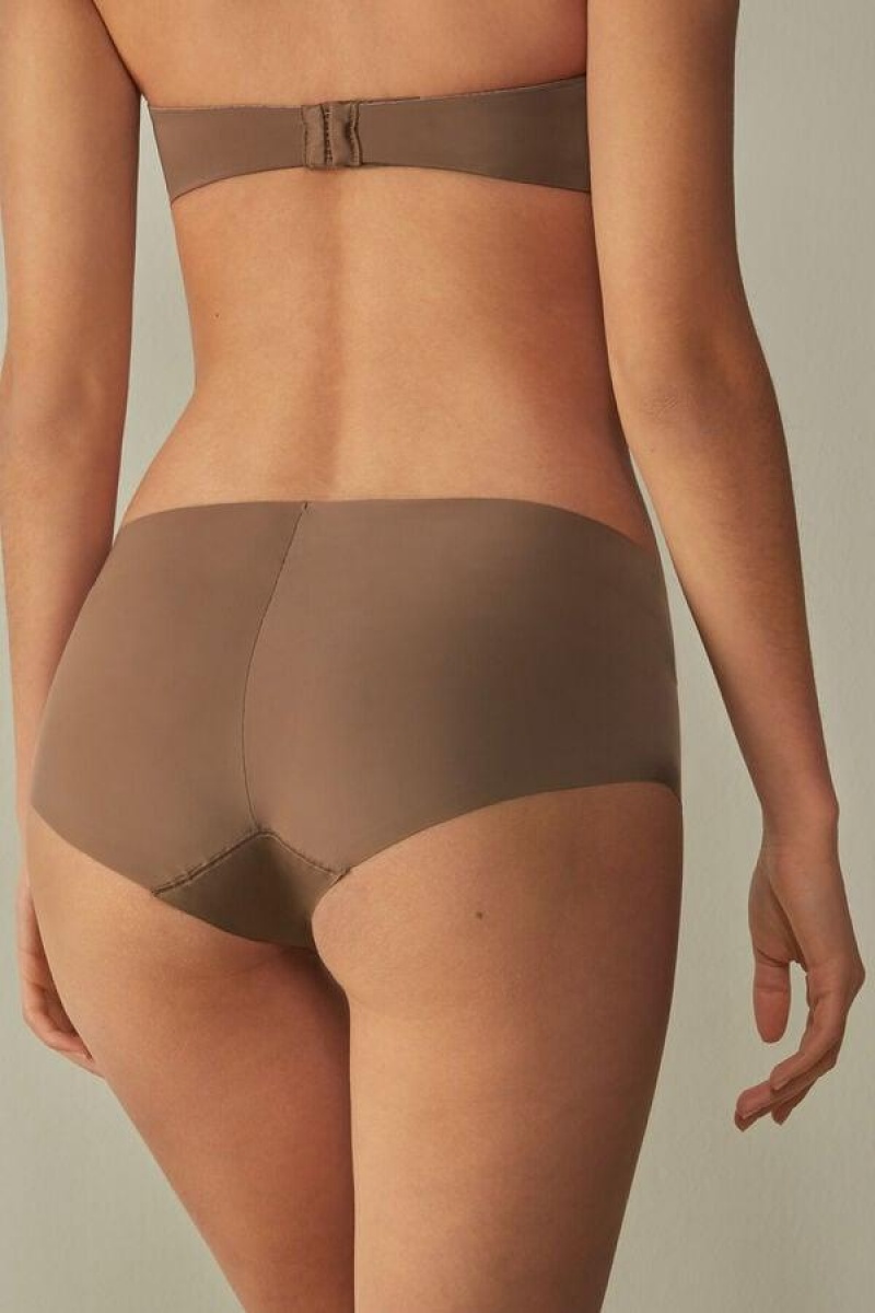 Dámské Kalhotky Intimissimi Seamless Microfiber Hipster Tmavě Béžový | CZ RW3728