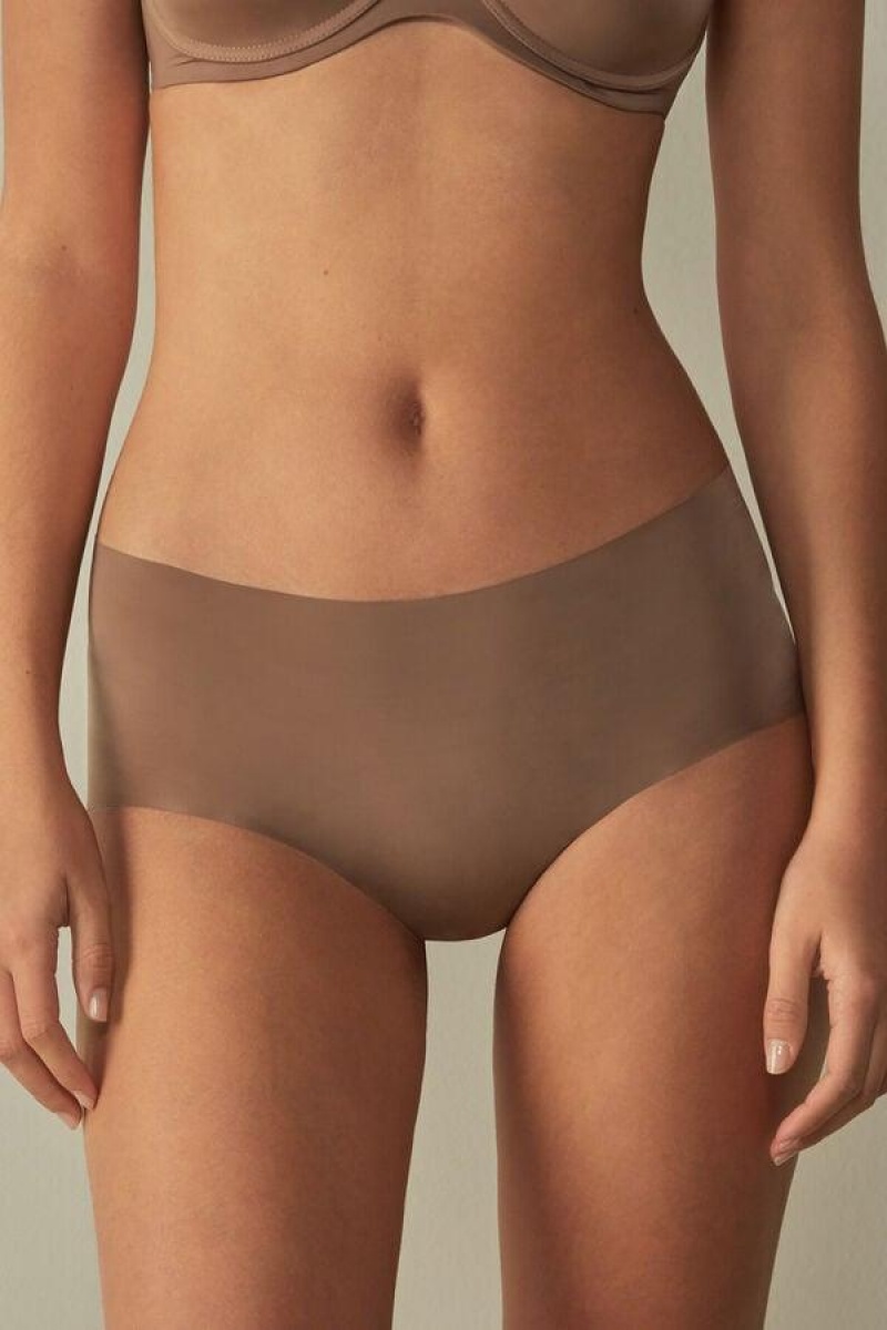 Dámské Kalhotky Intimissimi Seamless Microfiber Hipster Tmavě Béžový | CZ RW3728