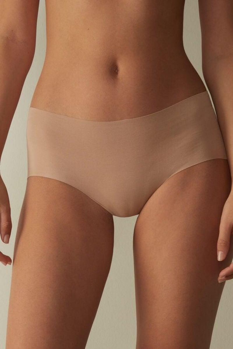 Dámské Kalhotky Intimissimi Seamless Supima® Bavlněné Hipster Béžový | CZ IS3724