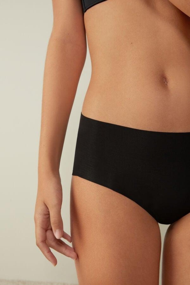 Dámské Kalhotky Intimissimi Seamless Supima® Bavlněné Hipster Černé | CZ OR3723