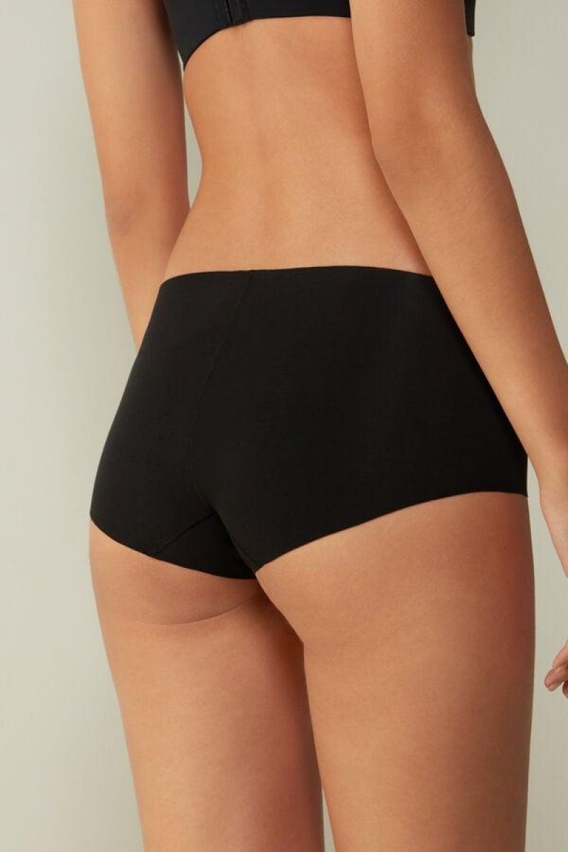 Dámské Kalhotky Intimissimi Seamless Supima® Bavlněné Hipster Černé | CZ OR3723