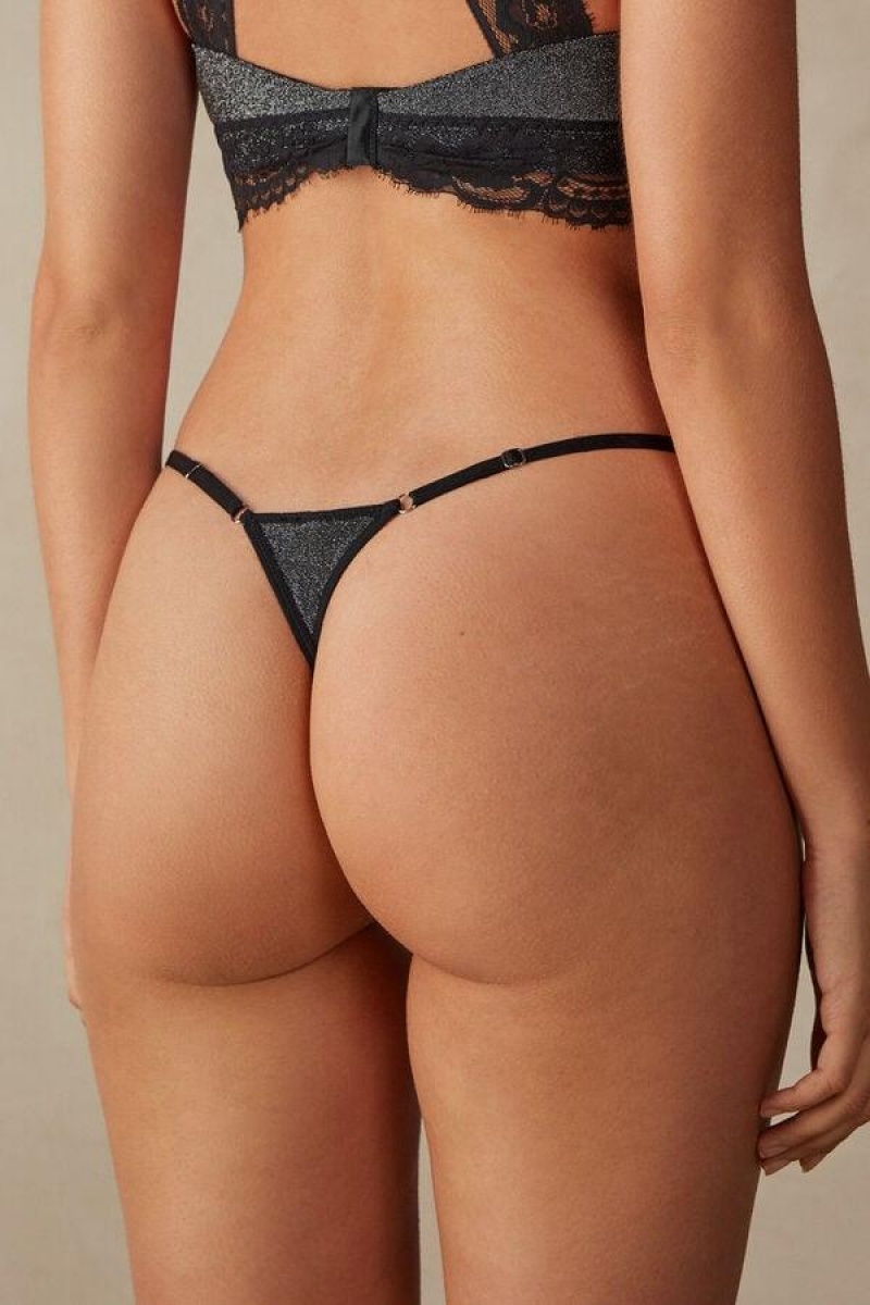 Dámské Kalhotky Intimissimi Shimmer All Night String Tanga Stříbrné | CZ FM3795