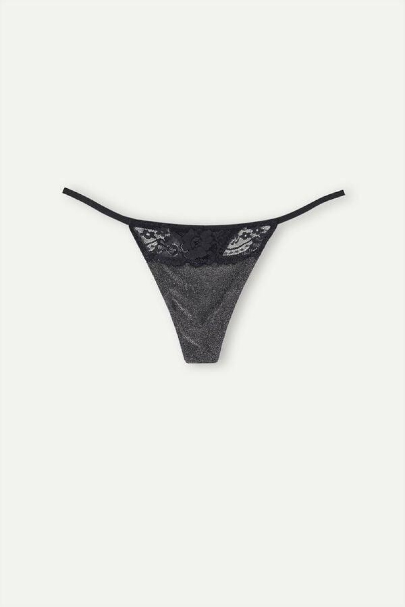 Dámské Kalhotky Intimissimi Shimmer All Night String Tanga Stříbrné | CZ FM3795