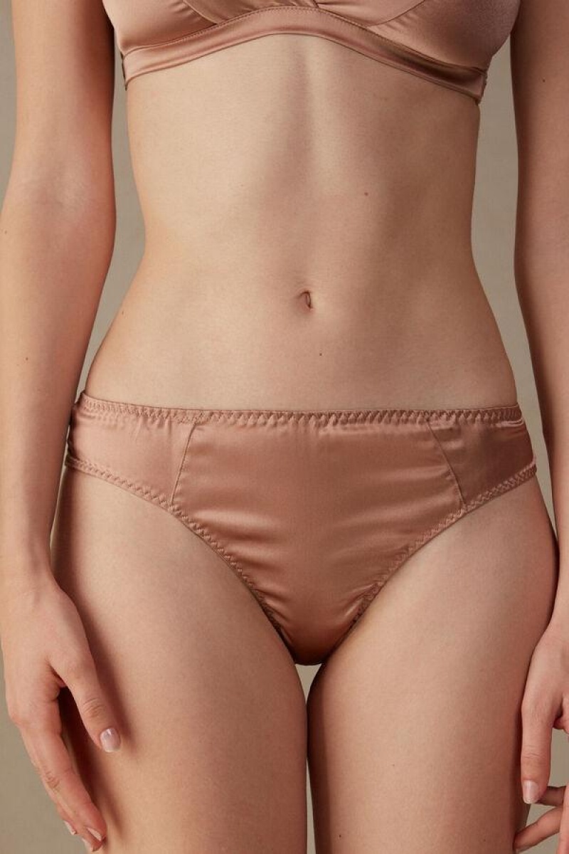 Dámské Kalhotky Intimissimi Silk Cheeky Briefs Růžové | CZ CE3501