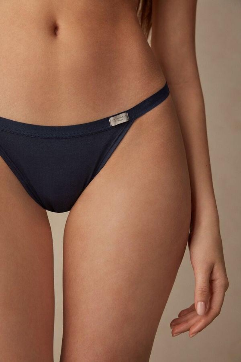 Dámské Kalhotky Intimissimi String Tanga in Bavlněné Blankyt | CZ UT3777