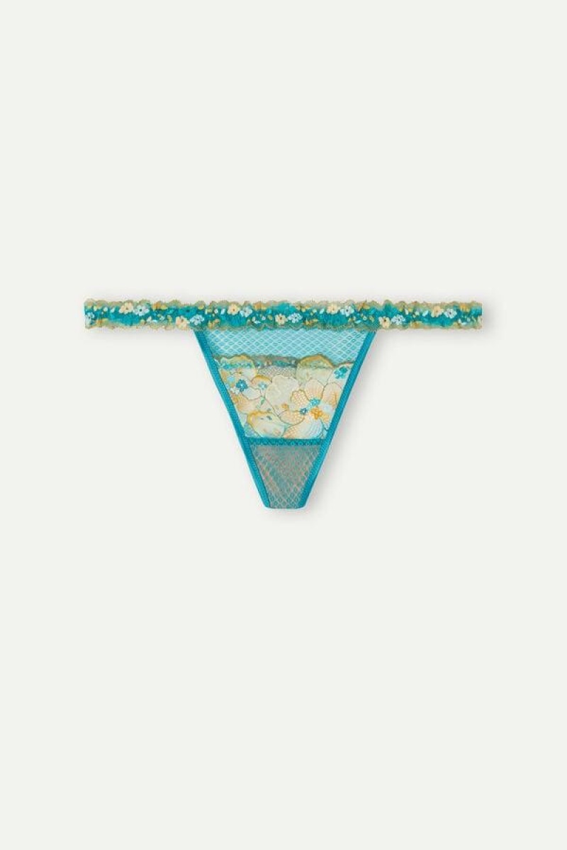 Dámské Kalhotky Intimissimi Summer Vibes String Tanga Tyrkysové Blankyt | CZ SO3824