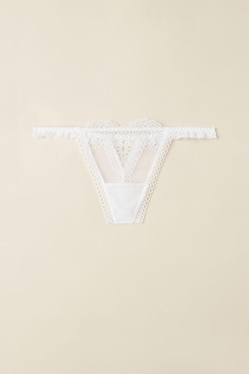 Dámské Kalhotky Intimissimi Timeless Simplicity String Tanga Bílé | CZ DN3823