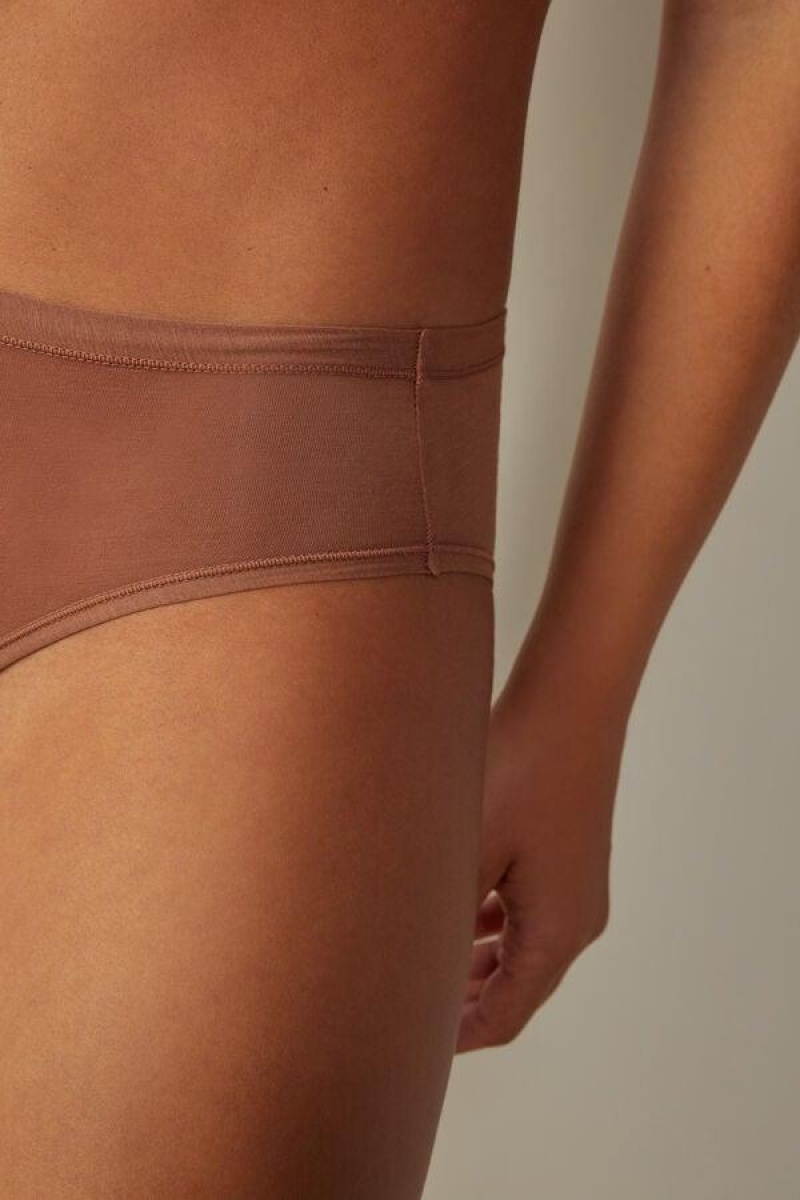 Dámské Kalhotky Intimissimi Ultralight Supima® Bavlněné Briefs Tmavě Béžový | CZ CE3605