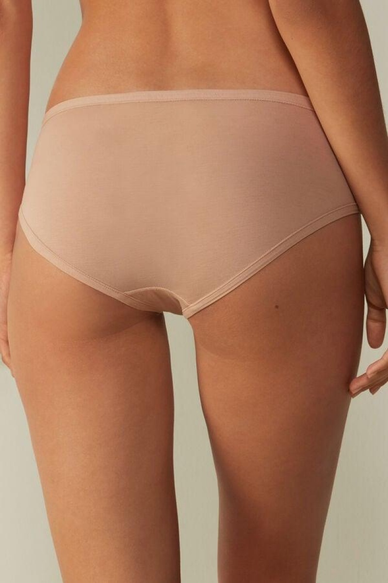 Dámské Kalhotky Intimissimi Ultralight Supima® Bavlněné Briefs Béžový | CZ VD3604