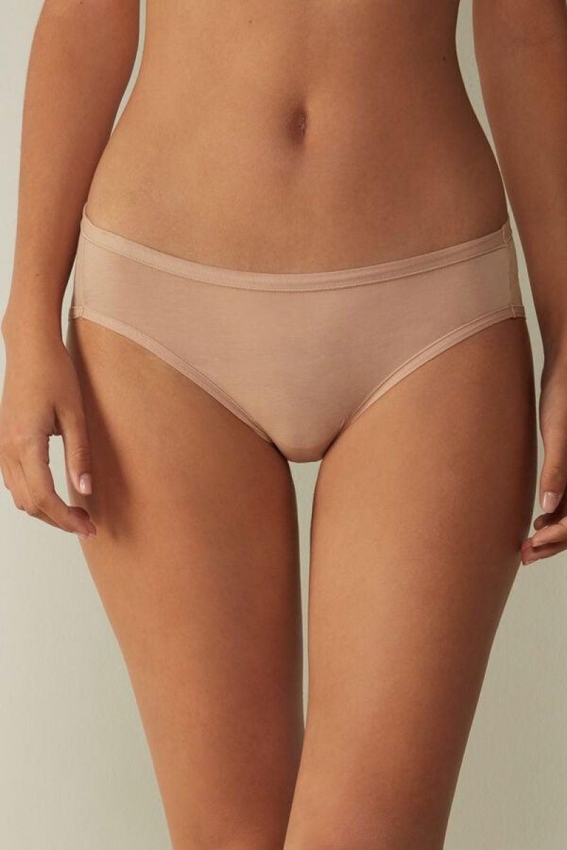 Dámské Kalhotky Intimissimi Ultralight Supima® Bavlněné Briefs Béžový | CZ VD3604