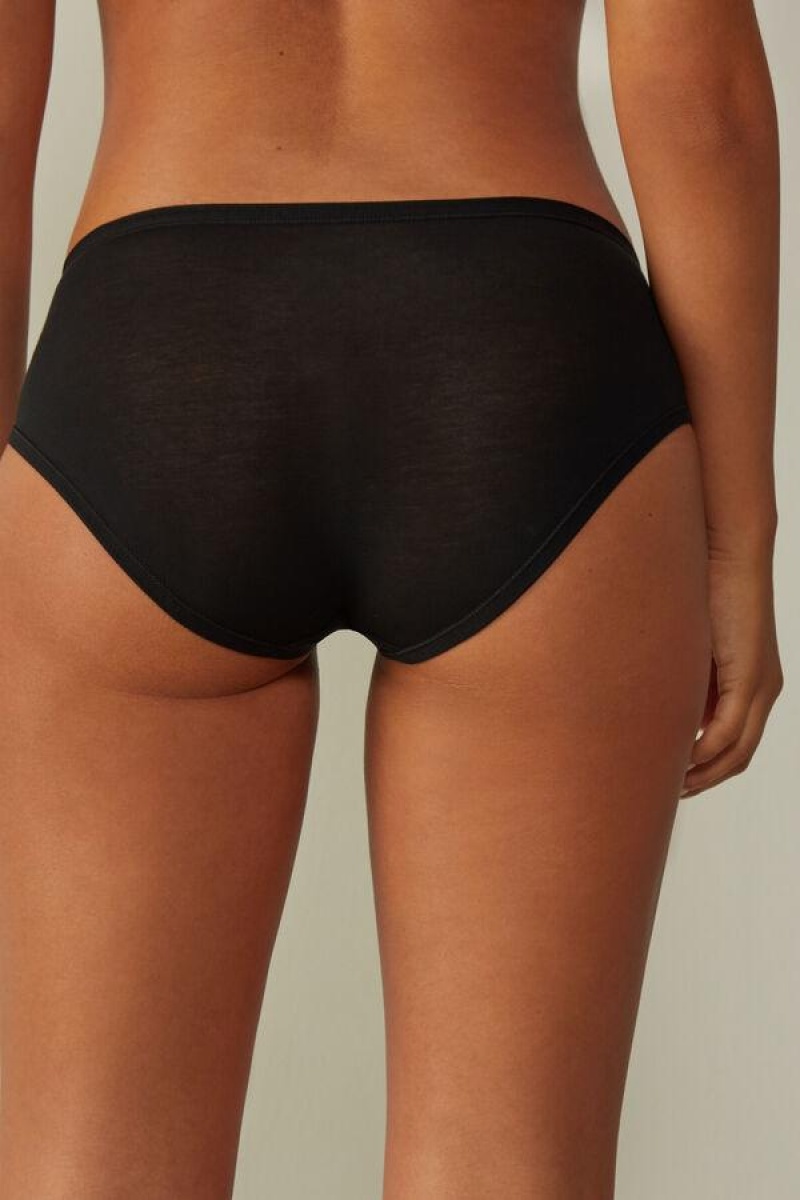 Dámské Kalhotky Intimissimi Ultralight Supima® Bavlněné Briefs Černé | CZ BC3603