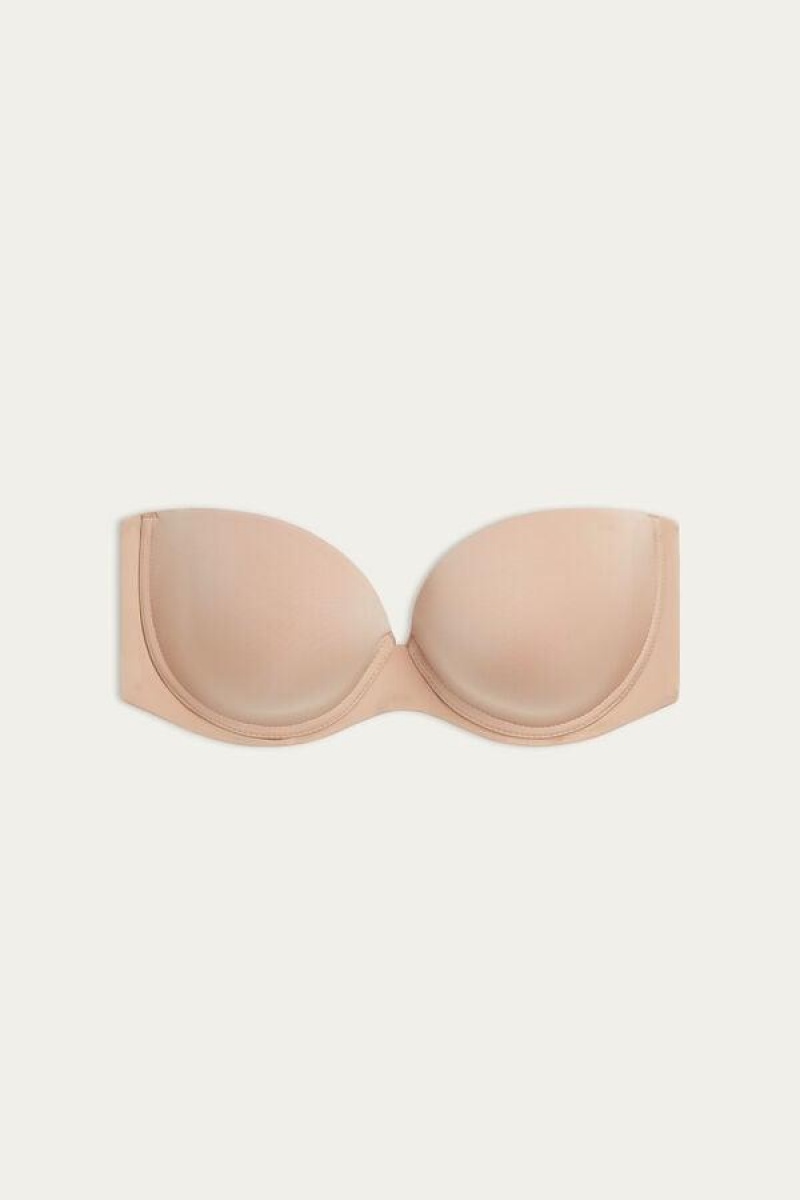 Dámské Podprsenky Intimissimi Anna Bandeau in Ultralight Microfiber Béžový | CZ UT4840