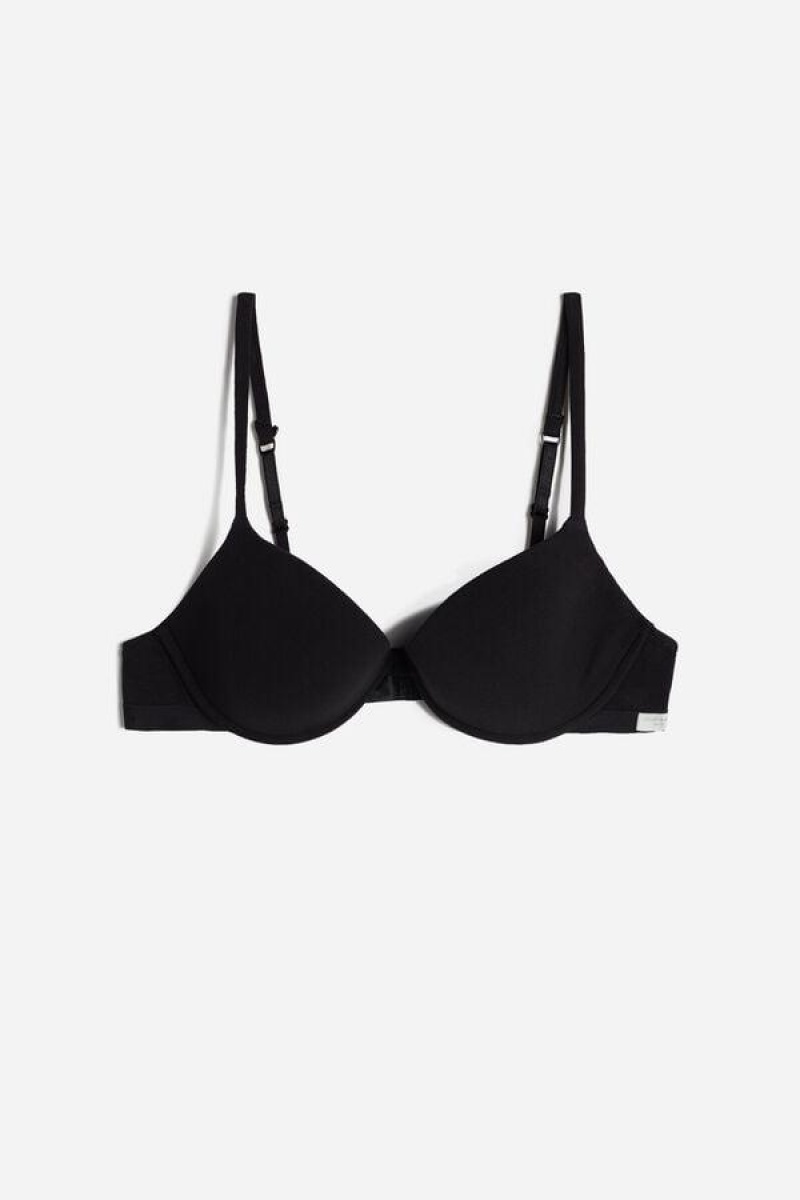 Dámské Podprsenky Intimissimi Bellissima B Cup Push-up in Bavlněné Černé | CZ XF4698