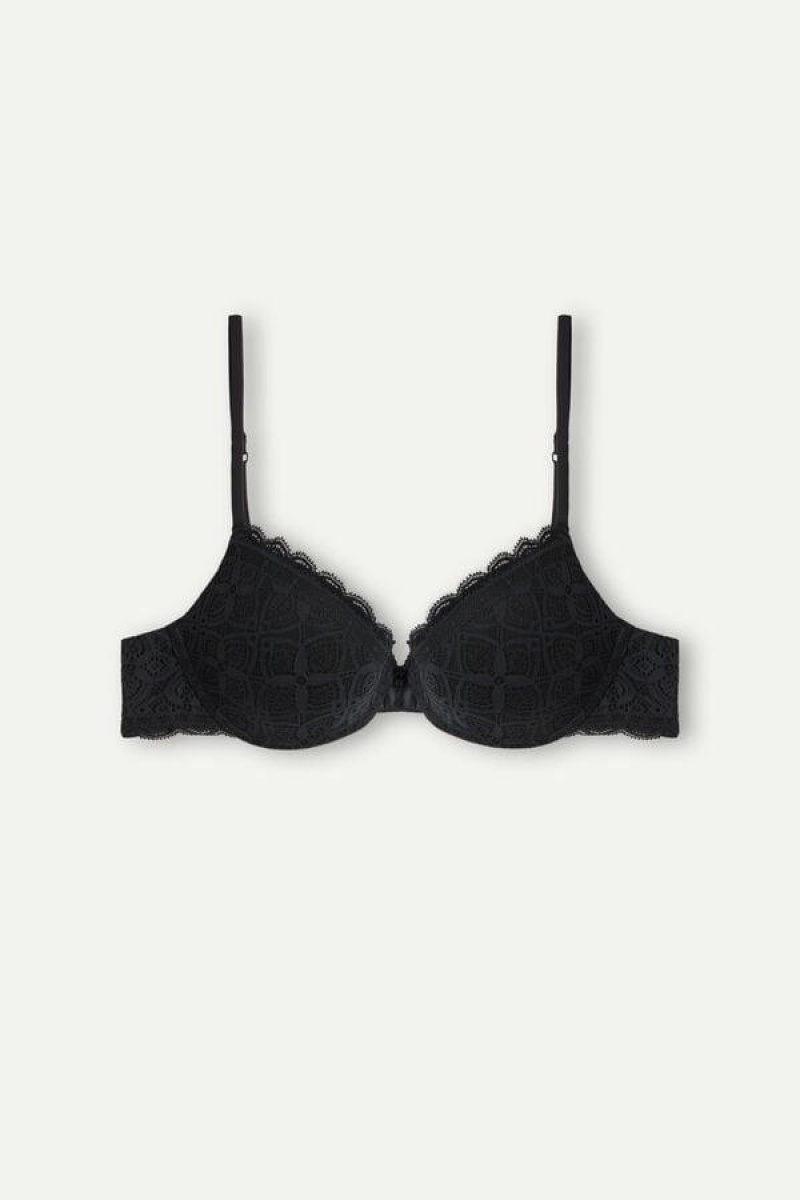 Dámské Podprsenky Intimissimi Bellissima Push-up in Krajkové Černé | CZ OR4736