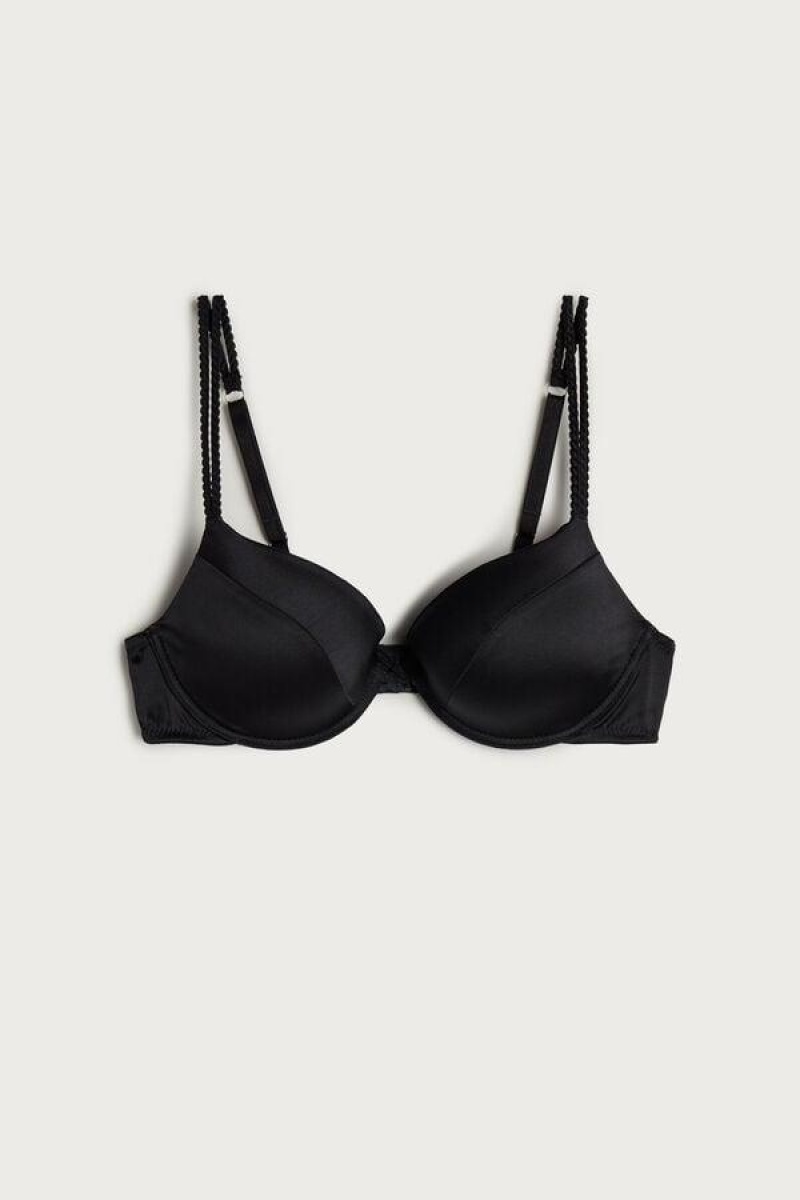 Dámské Podprsenky Intimissimi Bellissima Silk Push-Up Černé | CZ MA4720