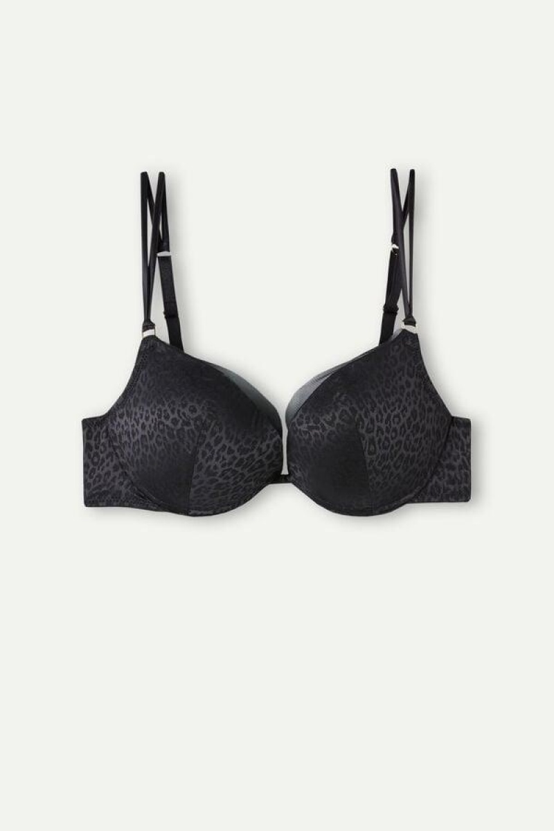 Dámské Podprsenky Intimissimi Cool Minimal Simona Super Push-up Černé | CZ GL4775