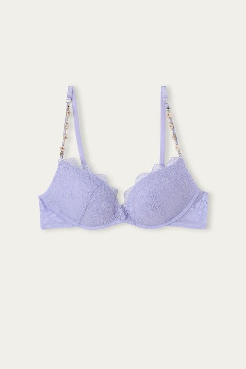 Dámské Podprsenky Intimissimi Cover Me in Daisies Gioia Super Push-up Levandule | CZ GL4782