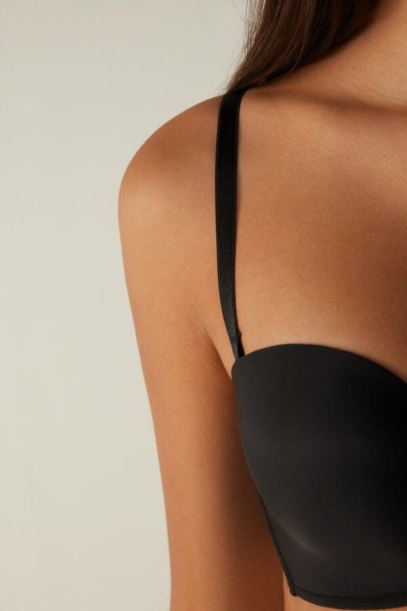 Dámské Podprsenky Intimissimi Daila Ultralight Microfiber Bandeau Černé | CZ PQ4955